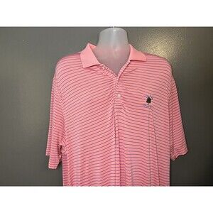 Vineyard Vines Polo Shirt Mens Large Pink Stripe Golf Performance Stretch Knit
